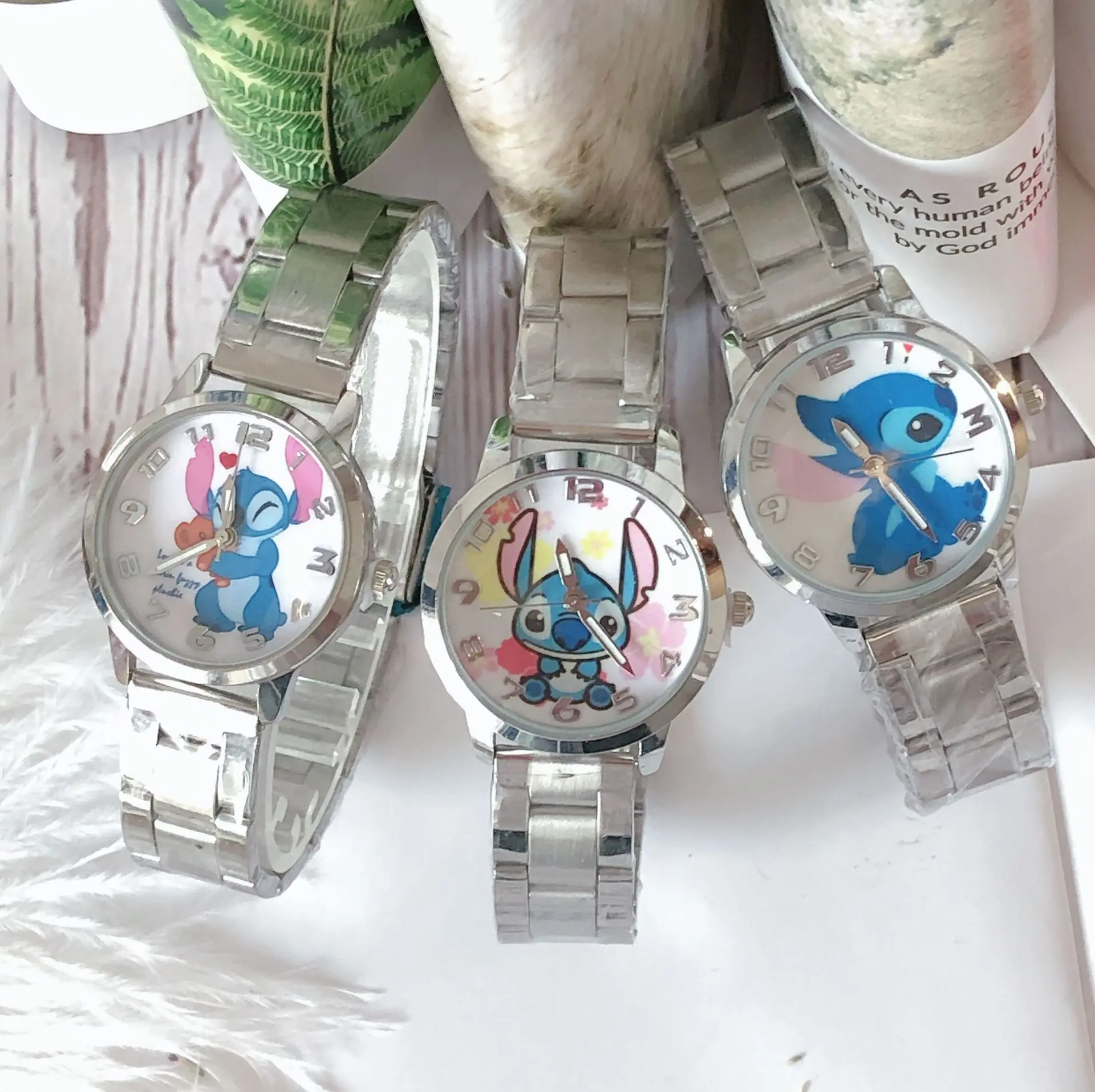 Montre Disney Stitch pour enfants, montre Anime pour garçon et fille,  bracelet en acier inoxydable, montre étanche, jouet TureMouse, cadeaux