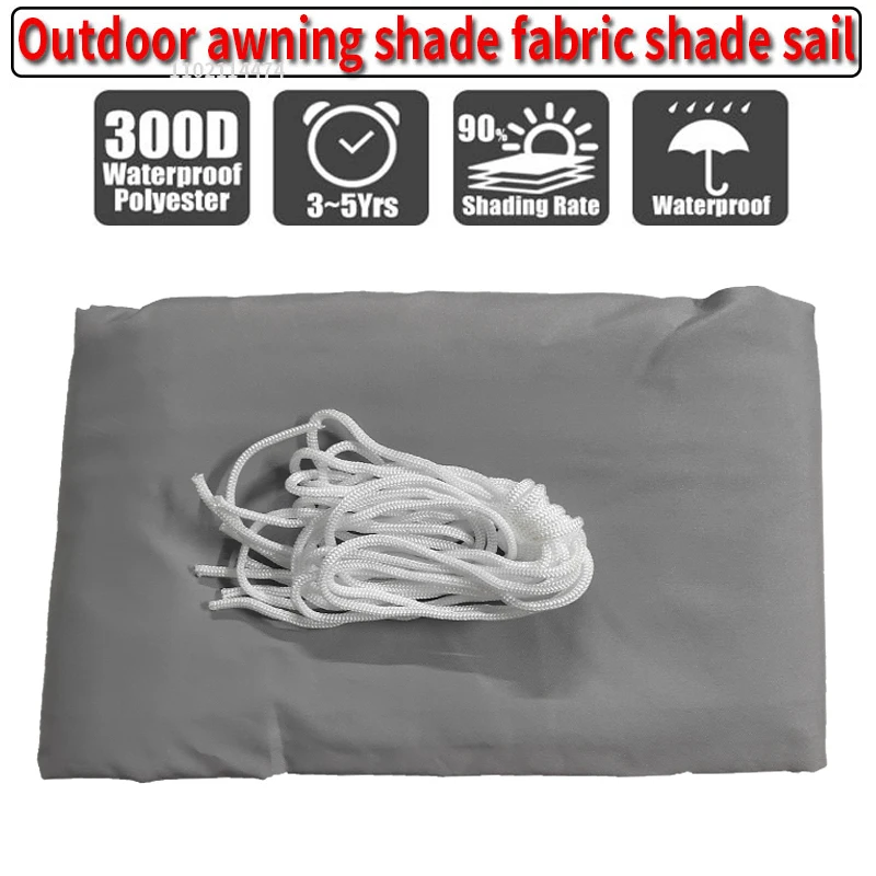 Gray 300D waterproof shade sail anti-uv ultralight awning garden pool awning shade sail