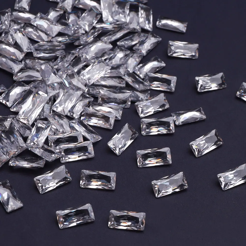 100Pcs Rectangle Cut Cubic Zirconia Stone Pointed Back Loose CZ Stone ...