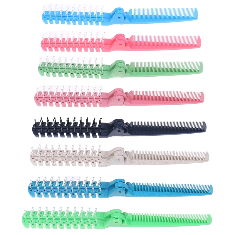 Plastic Double Headed Toothed Women Travel Foldable DIY Hair Beauty Comb Brush