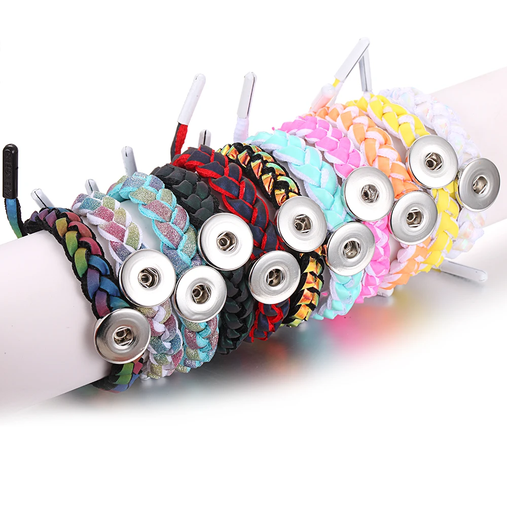 Snap Jewelry Bracelets 10mm Beads Leather 18mm Snap Button Bracelet Handmade Elastic Bracelet Women 10pcs/lot bracelet jewelry