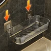 Wall Mounted Shower Shampoo Racks Bathroom Shelf Organizer Non-Drilling Removable Transparent Pet Material Bathroom Storage Rack 3