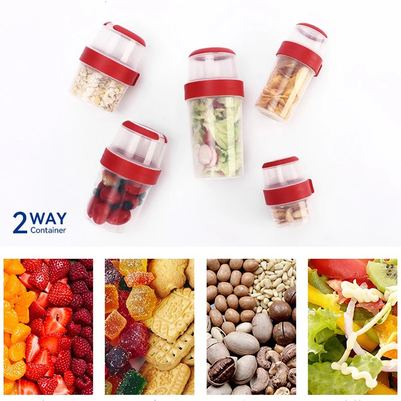 Fresh-keeping Food Container Fruit Salad Yogurt Box Kitchen Container For Cereals Double-layered Portable Travel Storage Jars 2