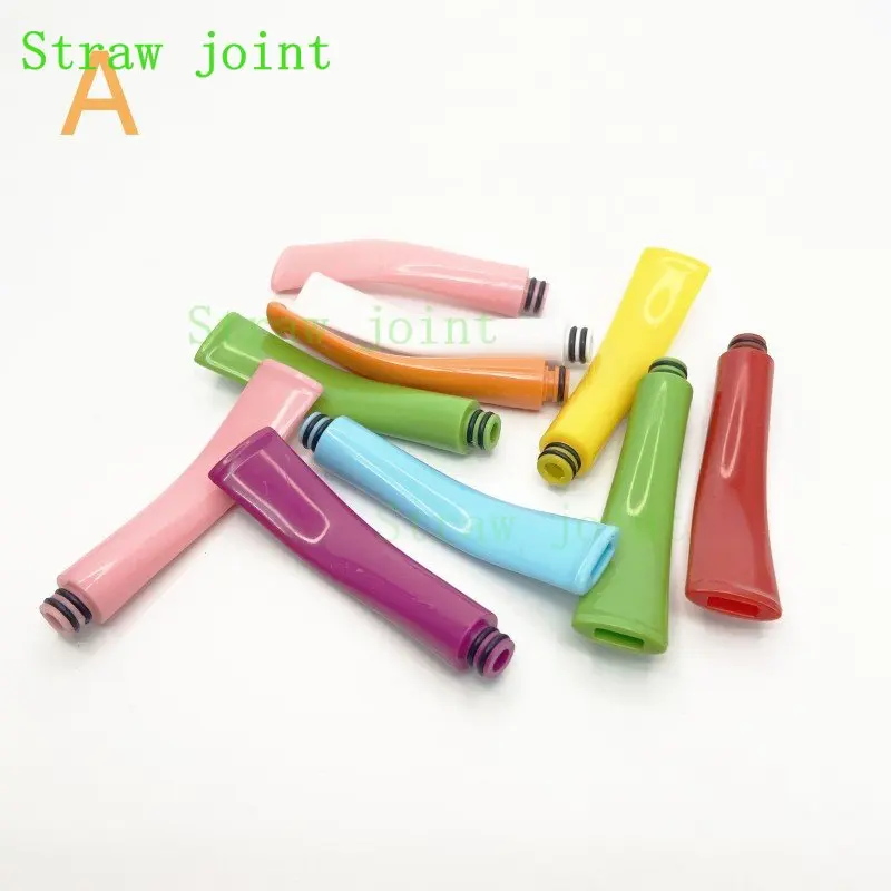 10PCS Random Color 510 Long and Straight/Long Bends Plastics Straw Joint