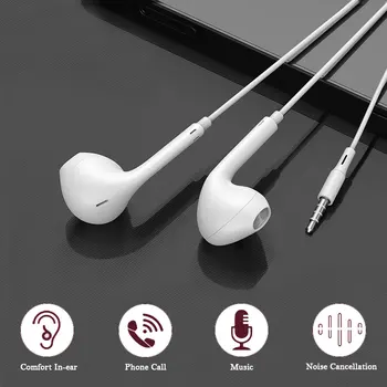 Cuffie cablate da 3,5 mm Cuffie intrauricolari Auricolari cablati con microfono Auricolari stereo Sport per telefoni Samsung Huawei Xiaomi MP3 1