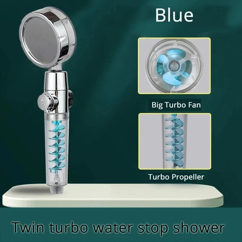 Enhanced High-Pressure Turbocharged Handheld Shower Head with Massage Feature and One-Key Stop