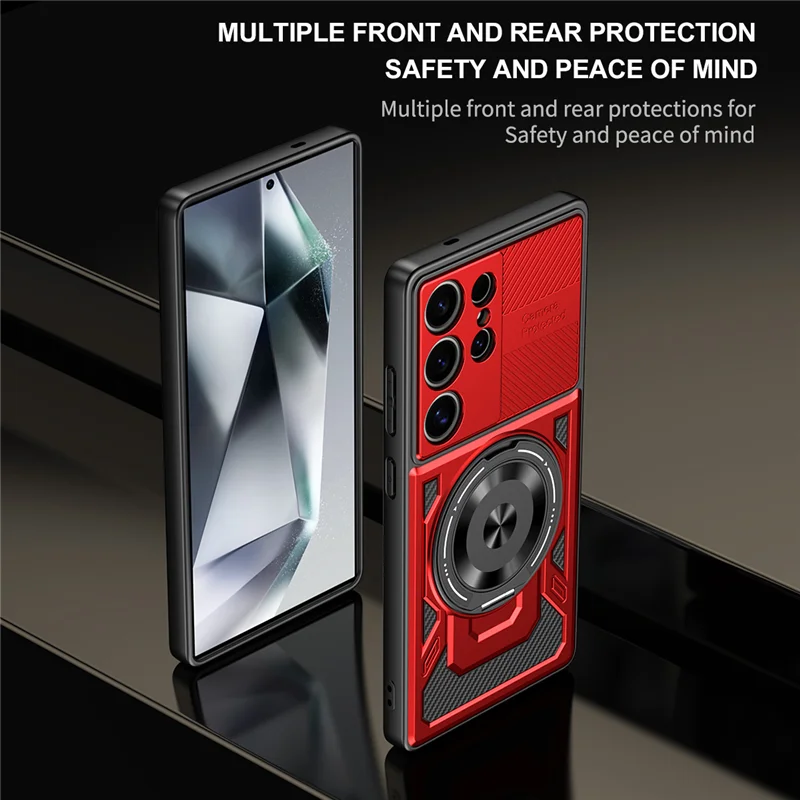 Magnetic Silicone Armor Phone Case with Bracket Attachment