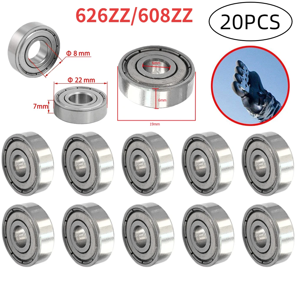 20pcsBallBearings608ZZ626ZZDeepGrooveMiniatureBearingsFor