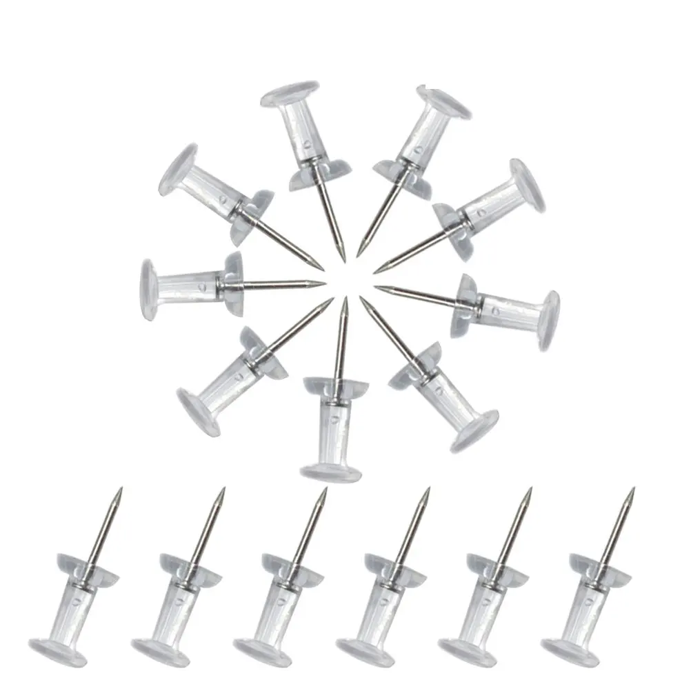 200Pcs 게시판용 투명 푸시핀 사무실 학교 가정 조직용 경량 물체 홀더 벽걸이 달력용 못