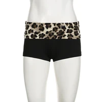 SUCHCUTE Leopard Print Patchwork Skinny Shorts Y2K Aesthetic 2000s Elastic Waist Bottoms Women Fashion Grunge Fairycore Clothes - Image 5
