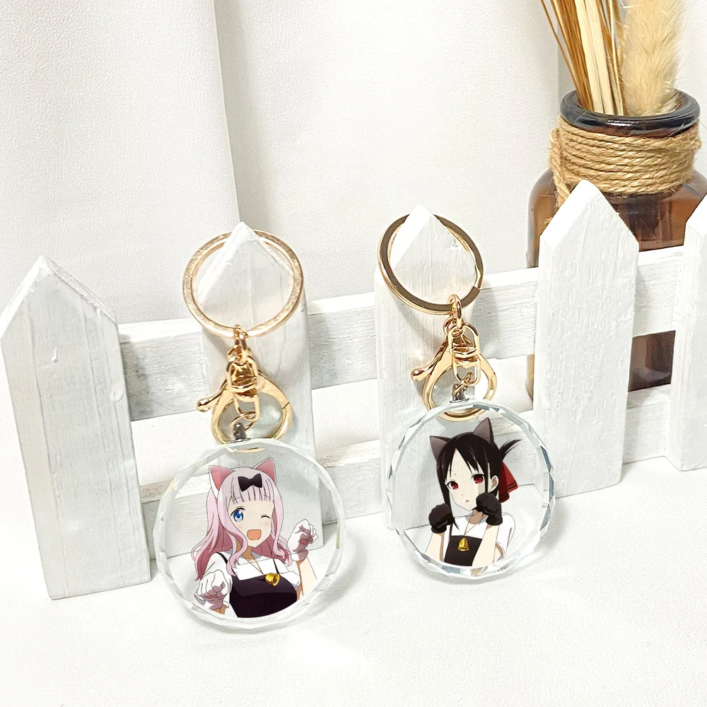 

Kaguya-sama: Love Is War Fujiwara Chika Transparent Crystal Keychain Cosplay Acrylic Figure Keyring 2185 Kids Collection Toy