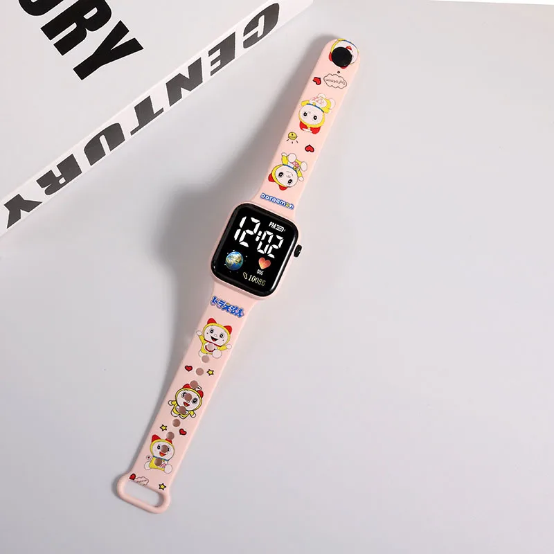 NEW Disney Stitch Doraemon Children's watch cartoon print strap LED square Waterproof electronic watch boys girls birthday gifts 4