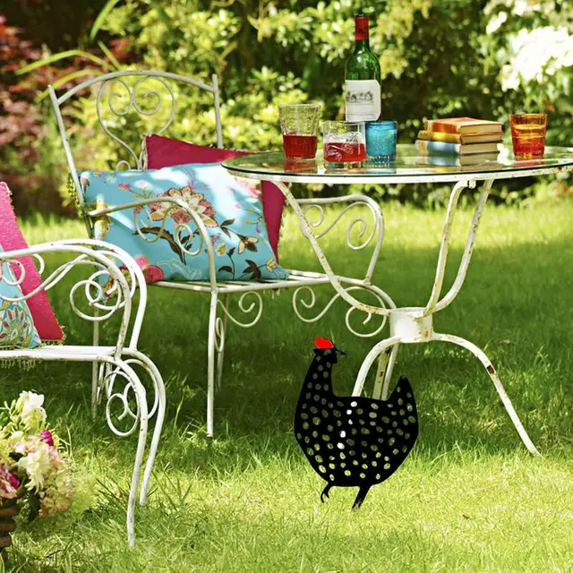 Fekete Csirke Kerti Tét Kreatív Kert Álló Szobor Akril Tyúk Kerítés - Image 2