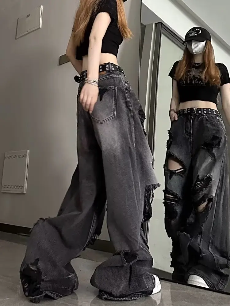 Niche Design Jeans, High Street Heavy Industry Wide Leg Pants, High-end Floor Length Pants, Trendy Brand Women's Jeans 5