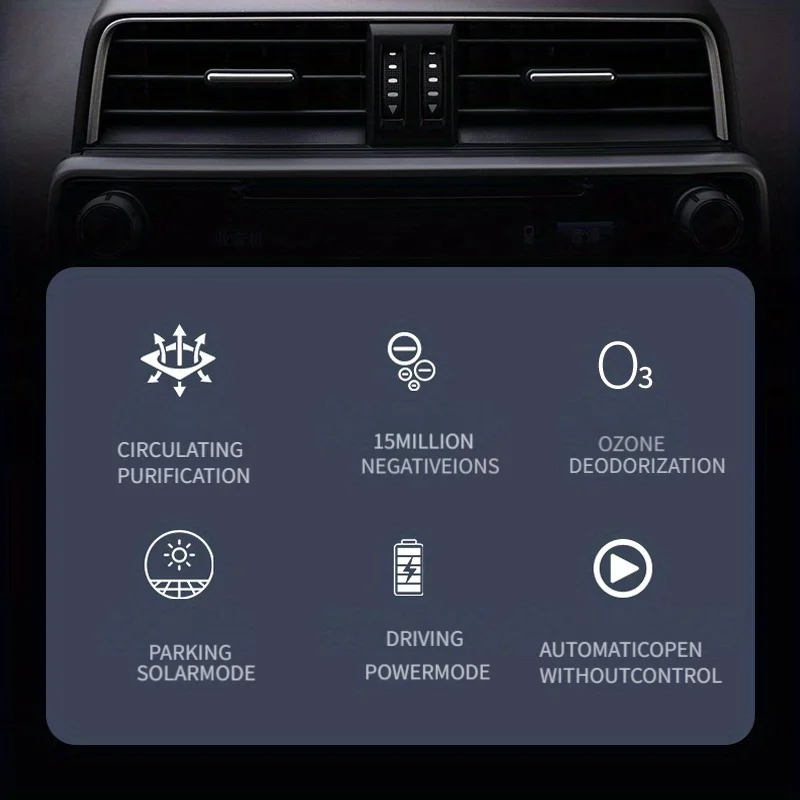 Air Purifier Solar powered car air purifier for deodorization and purification of cigarette smoke odor