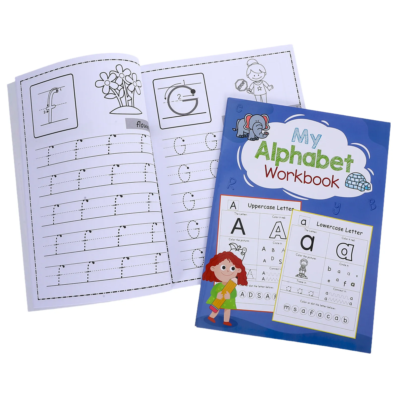2Pcs 용 알파벳 워크북 미취학 아동을 위한 문자 추적 및 색칠하기 손글씨 연습 유치원 쓰기 연습