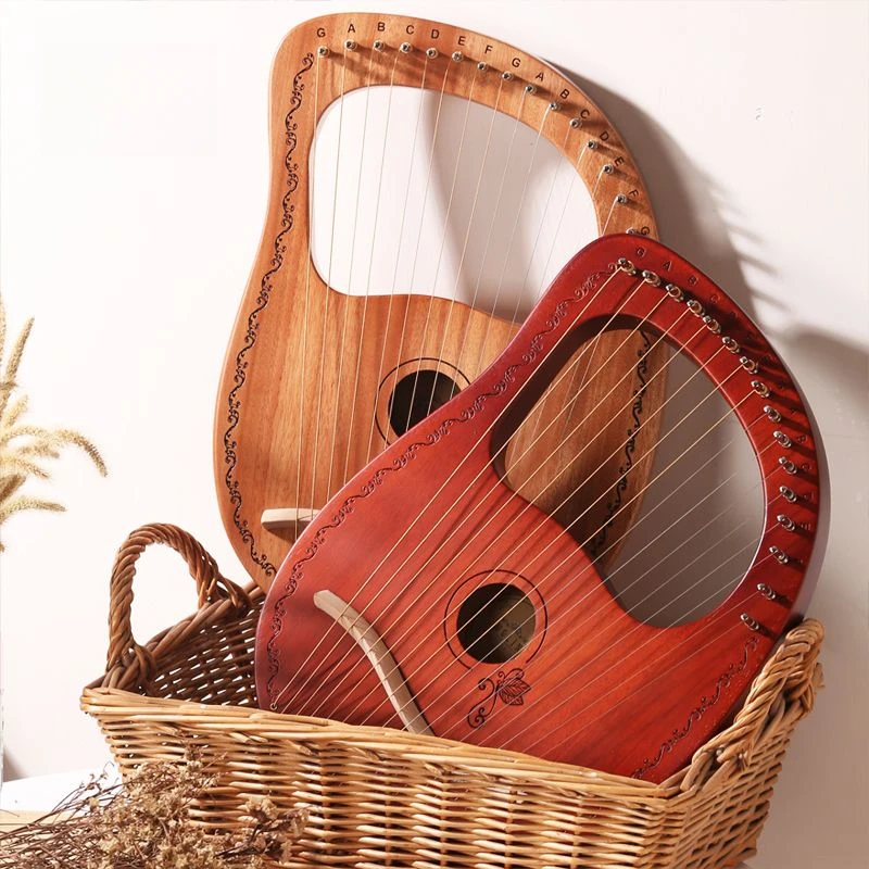 16-Strings Harp Rayachen Portable Stringed Musical Instrument Lyre Mahogany Wood Piano Profession Accompany Wrench Spare Strings