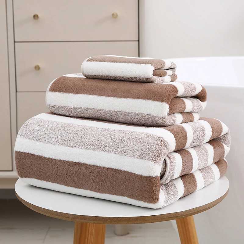 70x140cm Striped Soft Quick Drying Absorbent Bath Towels for Daily Cozy Use Thickened Soft Face Towel Home Bathing Hand Towels