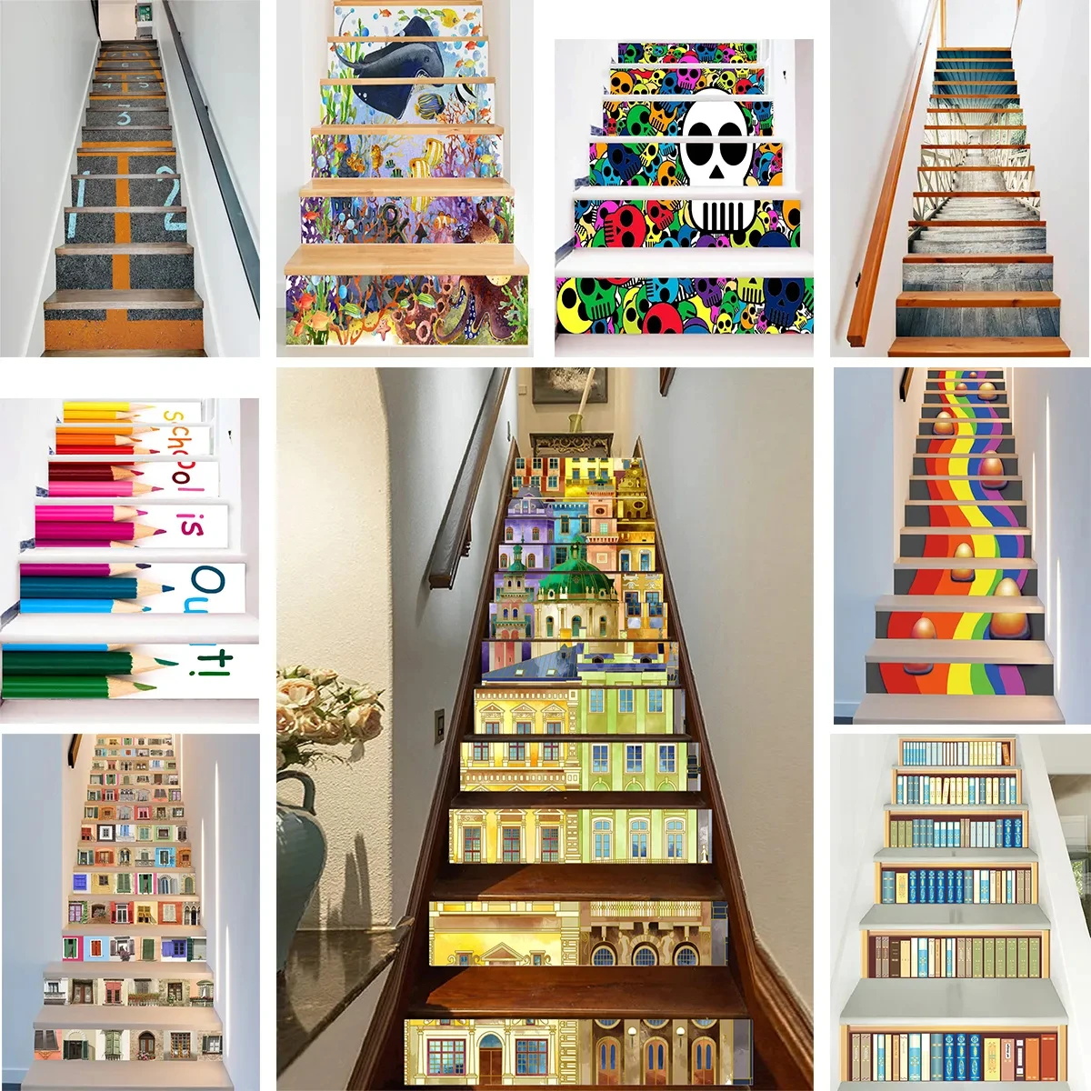 Cartoon Staircase Stickers The Underwater World Strips Stair Murals Decal PVC Self-adhesive Stairs Risers Sticker Home Decor