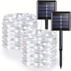 Solar-Powered LED Fairy String Lights - Outdoor Garden & Patio Decoration - 13M 100LED (2pack White)