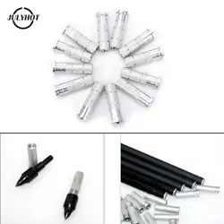 12pcs Aluminum Seat Shaft Arrowhead Connectors Fit ID 6.2mm Insert Carbon Shaft Archery Screw Broadhead Adapter