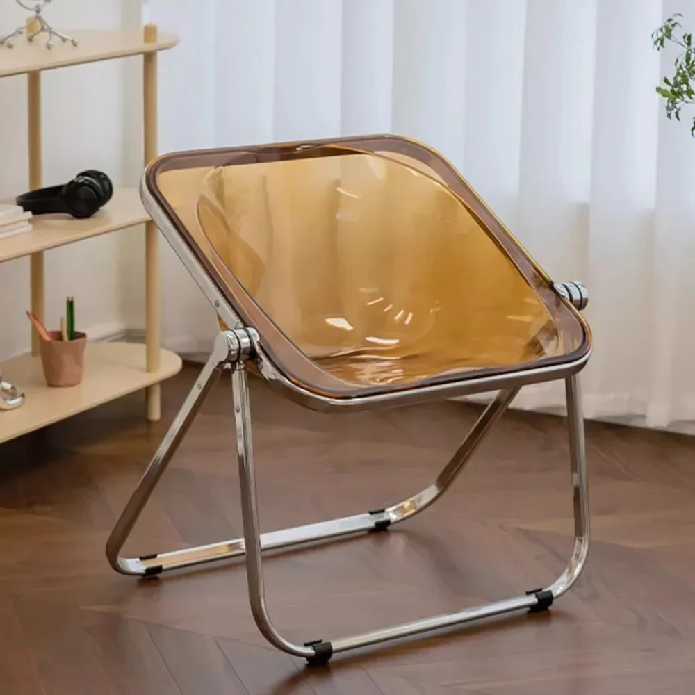 Acrylic Folding Dining Chair Transparent Make Up Balcony Stool Indoor Furniture Coffee Shop
