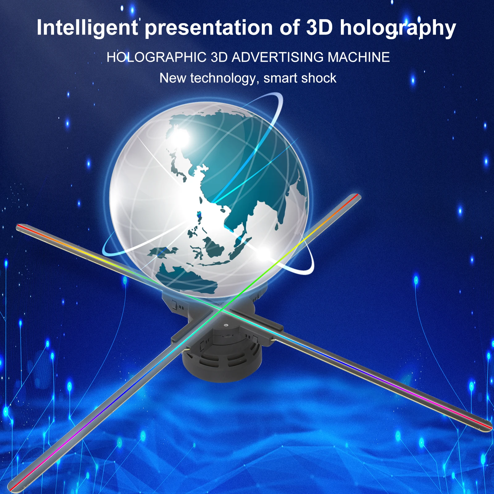 

65/80/100 см голографический 3D проектор с невооруженным глазом, веер для магазина, яркий рекламный дисплей, светодиодный знак, голографическая лампа