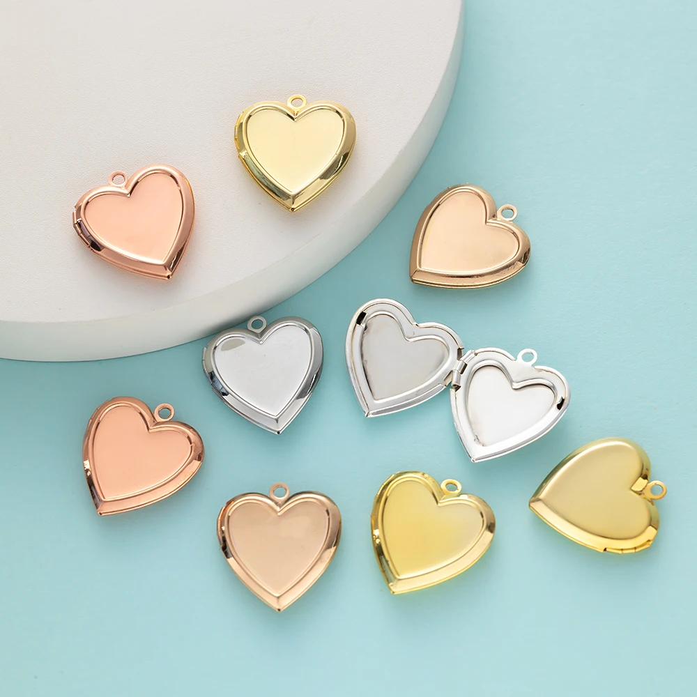 5 stücke Metall Herzförmige Box Foto Medaillon Anhänger Für Frauen DIY Halskette Ohrring Charms Geschenk Schmuck Machen Liefert Zubehör