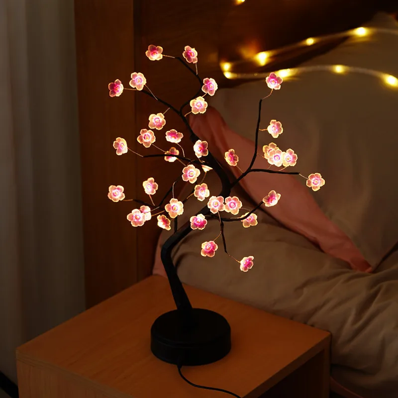 

Artificial Flower Branch Lamp Fairy Led Nights Lights Christams Tree Decorations for Home Wedding New Year Holiday Lights Decor