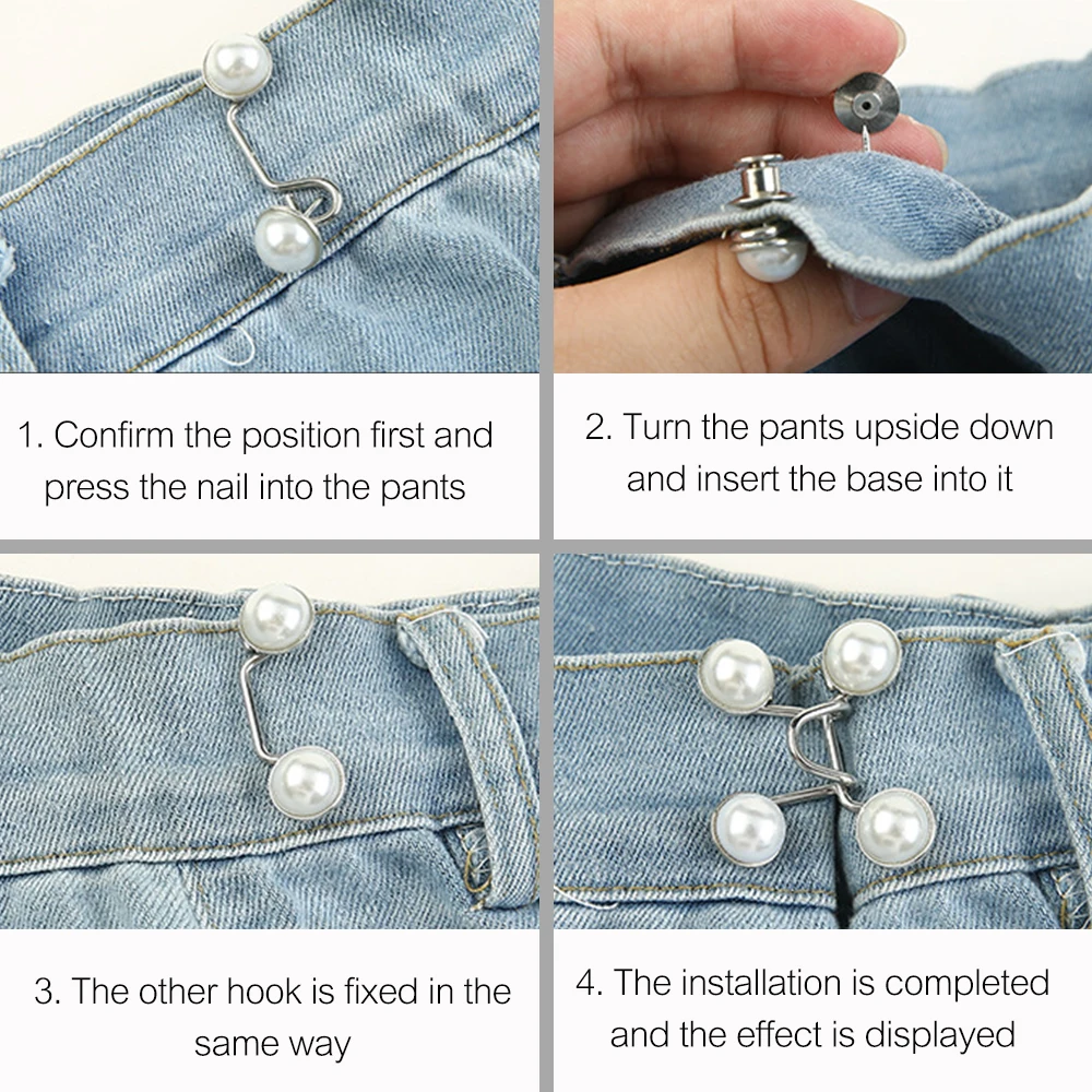 Rhinestones Waist Tightener Buckle Pants Pins For Jeans Pants Collar  Buttons Brooch Pins For Women and Men Metal Durable Fashion and Detachable  Pant Clip Bag Accessories For Girl Student and Gift For