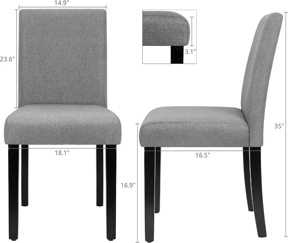 Description Picture 3 of itemDining Chairs Set of 4, Urban Style Fabric Parson Chairs Kitchen Living Room Armless Side Chair with Solid Wood Legs