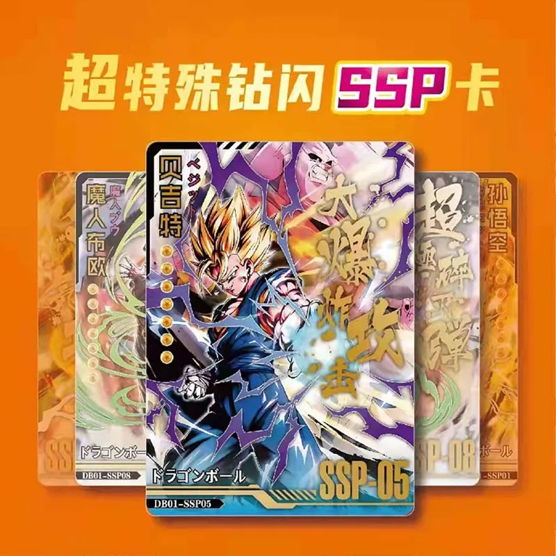 4BOX Dragon Ball Cards Anime Son Goku Saiyan Vegeta Tcg Cartas For Family Kids Toy Game Table Gift Brinquedos