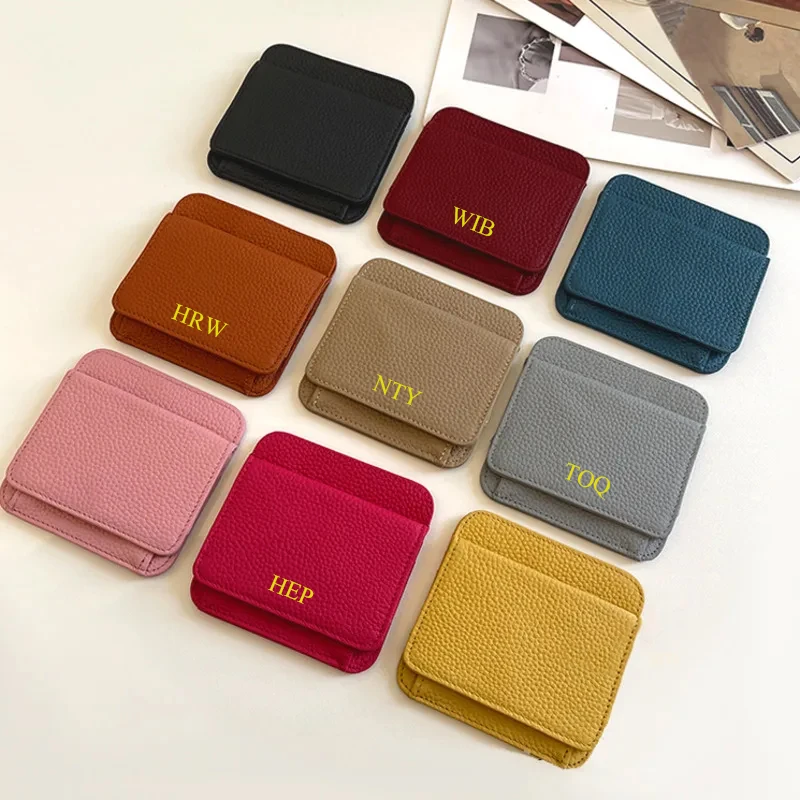 

Custom Letters Cow Leather Credit Card Holder Fashion Women Short Wallet Ins Style Bifold Coin Purse Multi Slot Small Card Cover