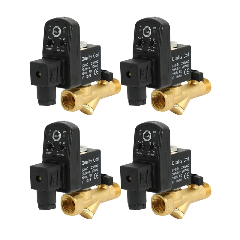 

4X AC 220V 1/2Inch Electronic Timed 2Way Air Compressor Gas Tank Automatic Drain Valve