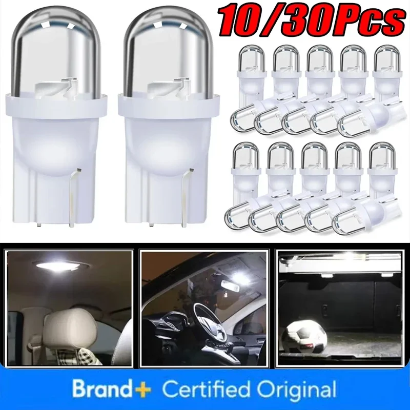 10/30Pcs Car Lights T10 LED Bulbs Car Dome Reading Lights Clearance Light Parking Bulb Wedge Side Bulbs Lamp White LED 12V