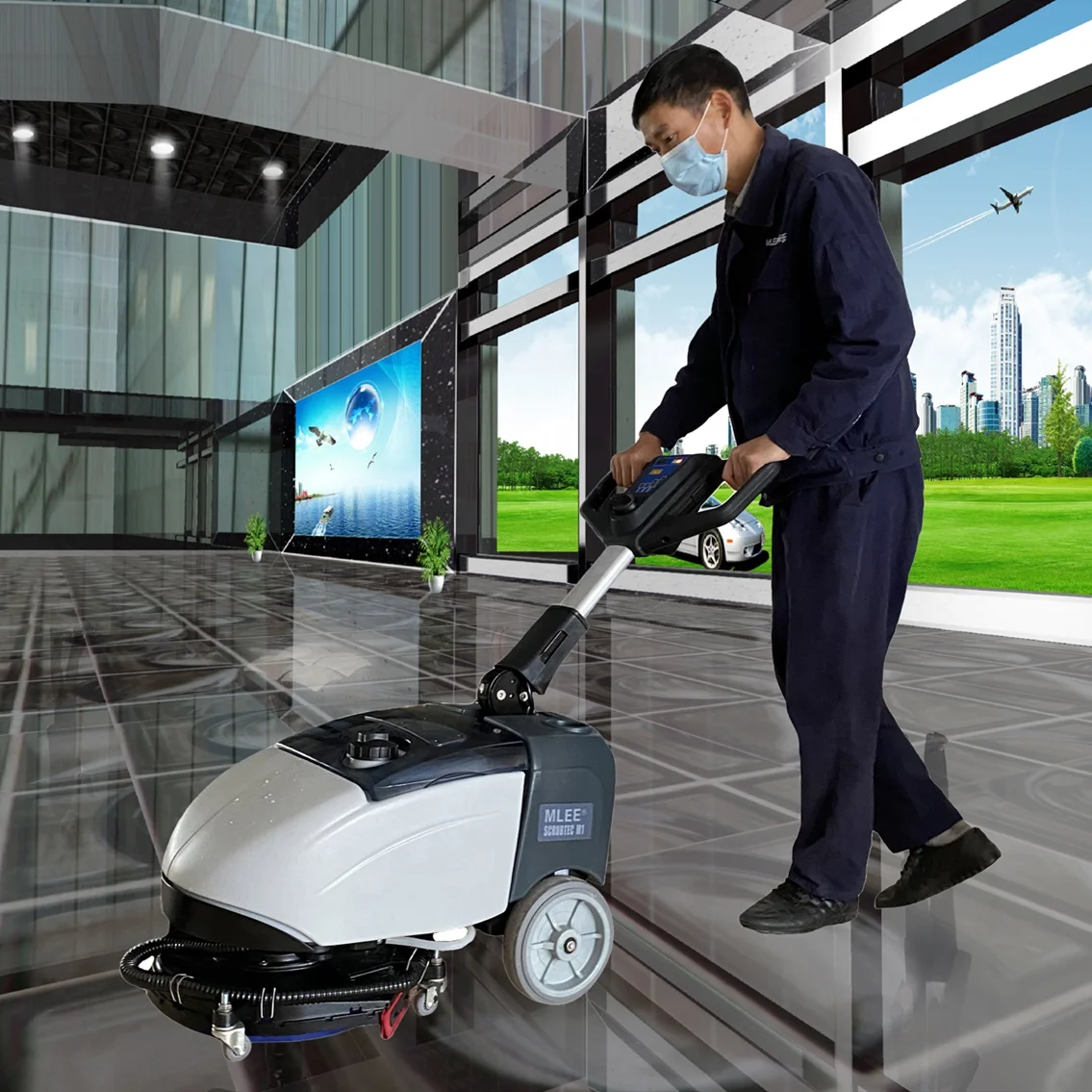 MLEE 350H Office Walk Behind Battery Cleaning Machine Micro Small 24V ...