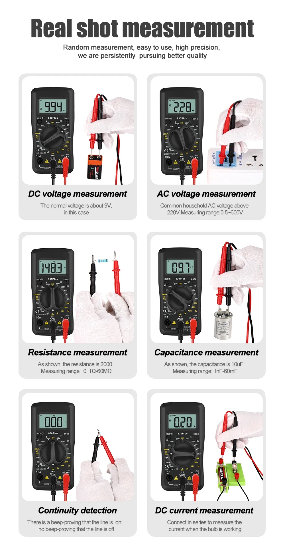 USB Charge Multimetro Digital Profesional AC DC Current Voltage Detector Pen Tru