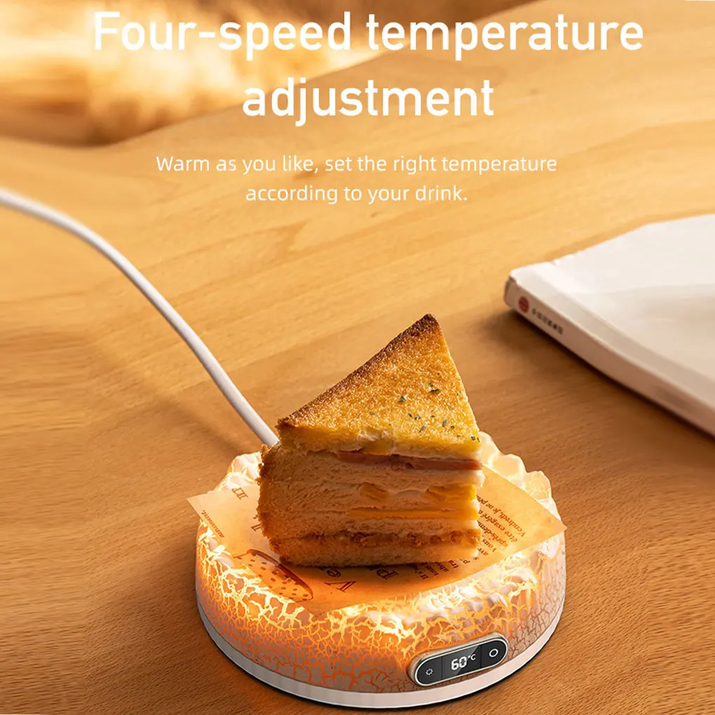 Lava Heating Constant Temperature Coaster Portable Coffee Mug Warmer Colorful Atmosphere Light Touch Control Adjustable Warmer