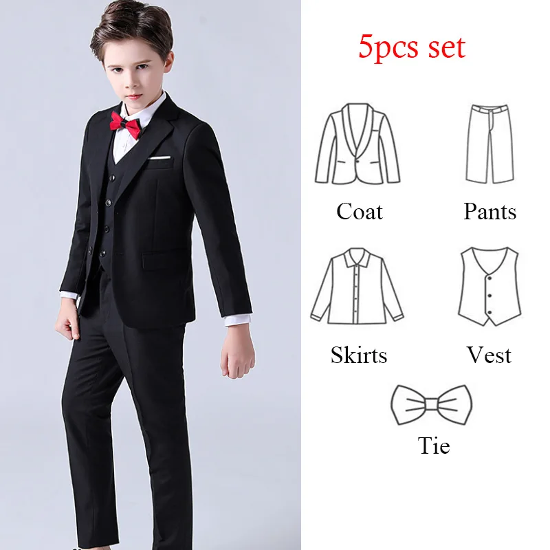 1-14 سنة الأطفال الصبي بدلة الزفاف الأسود الأزرق ا...