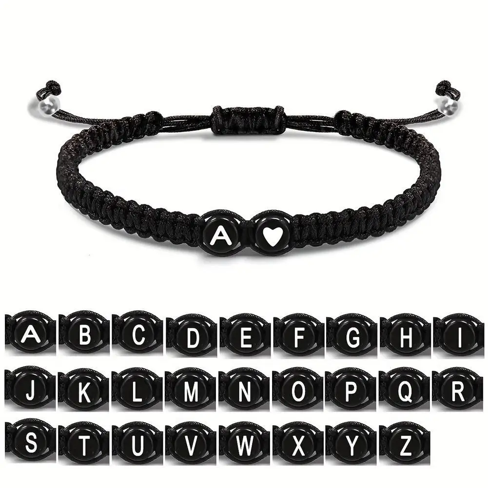 

26 Letters Initial Heart Bracelets Handmade Adjustable A-Z Name Braided Bracelets For Women Men Friendship Jewelry Gifts
