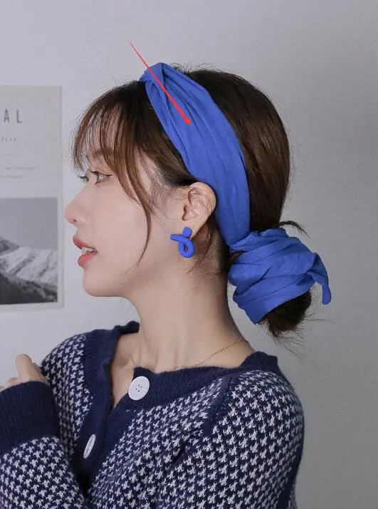 

Женская винтажная повязка на голову Klein, голубая повязка для волос с широкими полями, осенне-зимняя повязка на голову