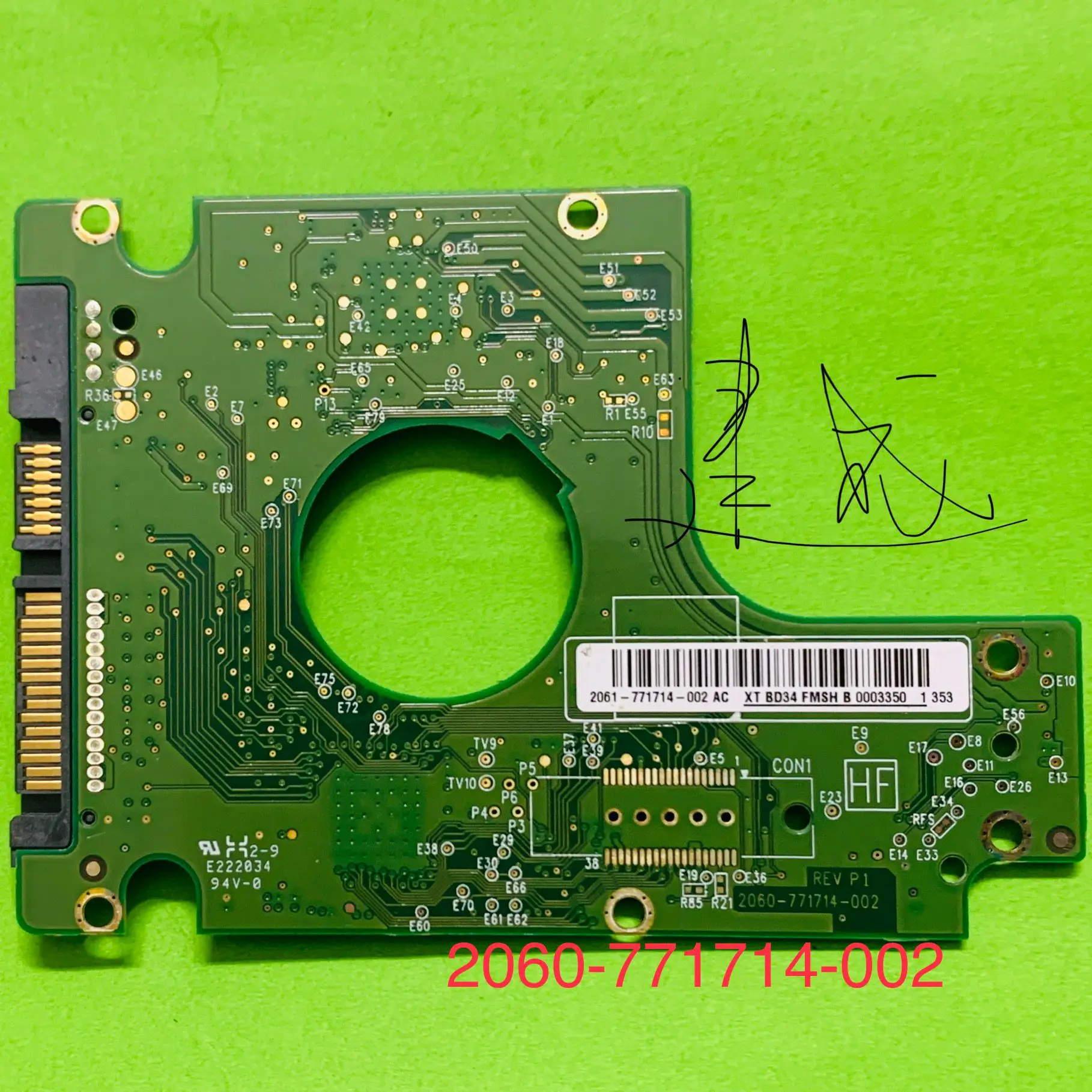 Scheda Logica Pcb Hdd Digitale Occidentale/2060-771714-002 Rev P1 , 2060 771714 002 / 2061-771714-002 / Wd2500Bevt,Wd3200Bvvt