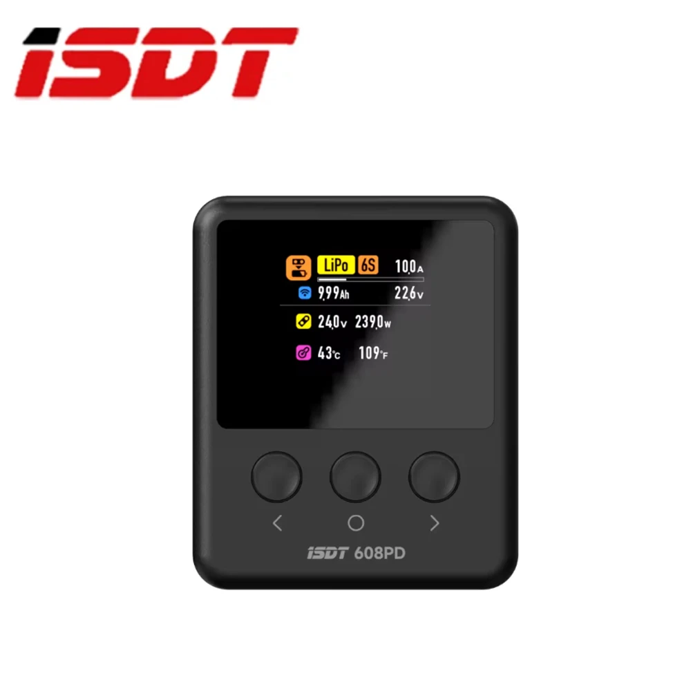ISDT 608PD DC 240W/10A USB C 140W/5A Smart Digital Charger PD60 60W 6A UC2 1S/2S LiPo Smart Battery Balance Digital Charger thumbnail 5