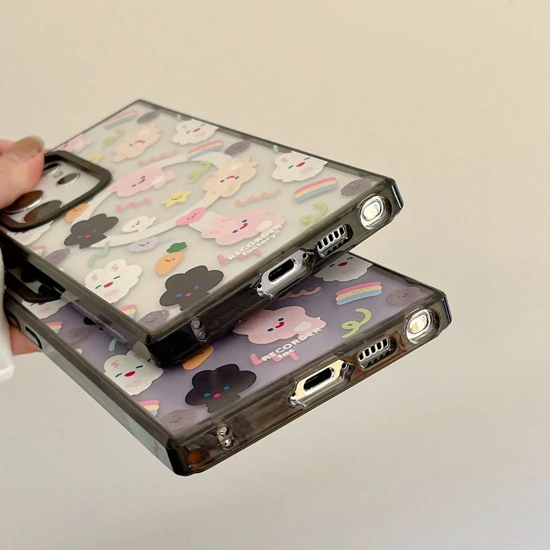 Cute Rabbit MagSafe Acrylic Black Border Magnetic Phone Case for Samsung Galaxy S22U S23 Ultra S24 Ultra Cover Protective Shell