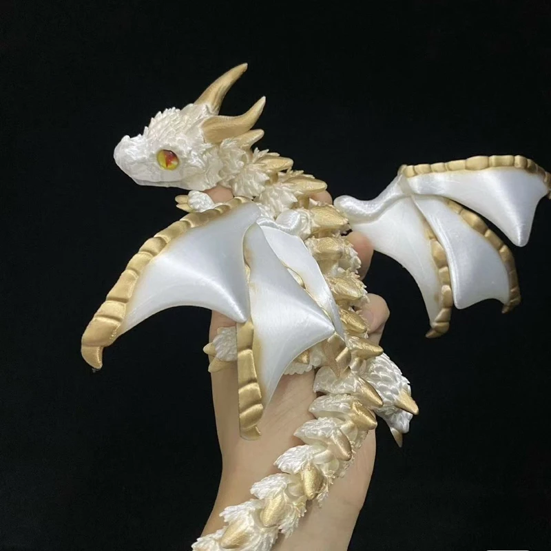 Articulated 3D Printed Wyvern Dragon with Wings - Dynamic Desktop Ornament and Unique Gift