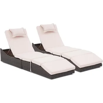 Set of 2 Outdoor Adjustable Chaise Lounge Chair 1