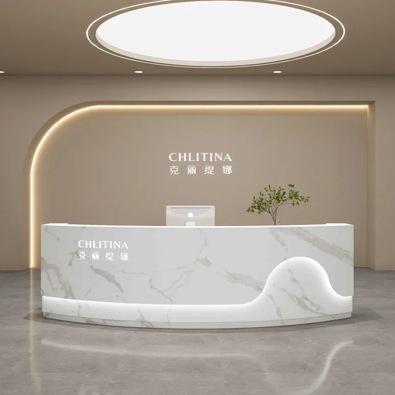 Simple Camber Reception Desks Modern White Originality Counter Storage Church Pulpito Salon Furniture Guichet D'accueil FYRD