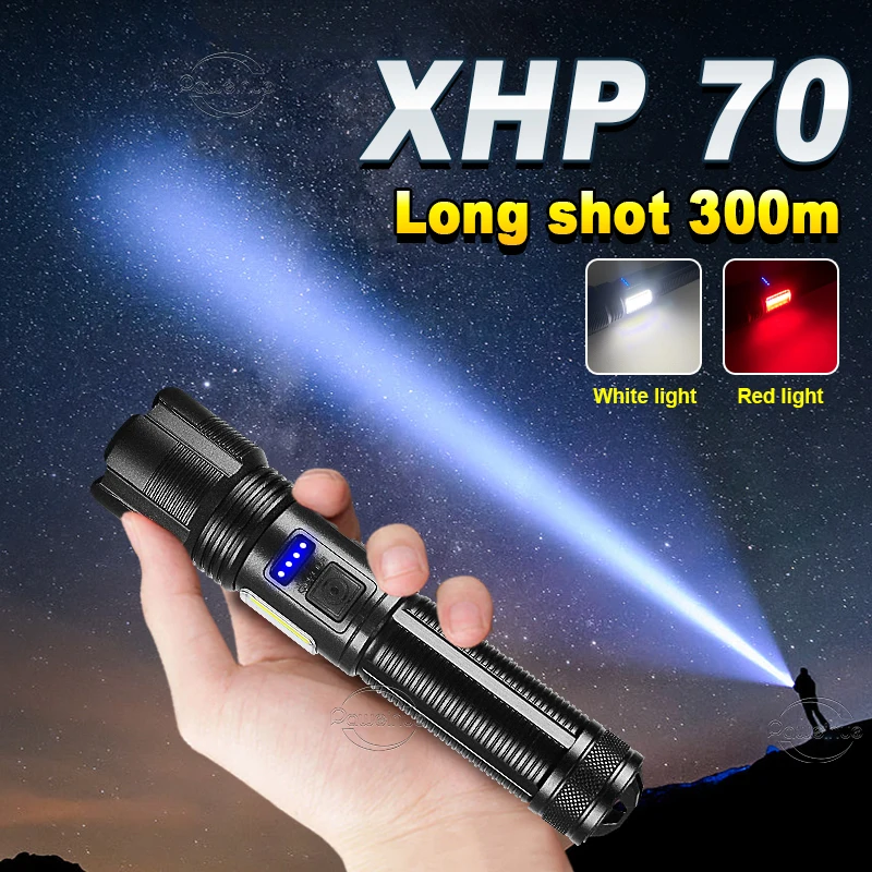 XHP 70 Ultra Powerful Torch High Power LED Flash Lights Camping Self Defense EDC Lanterna Charging Flashlights Zoom Waterproof