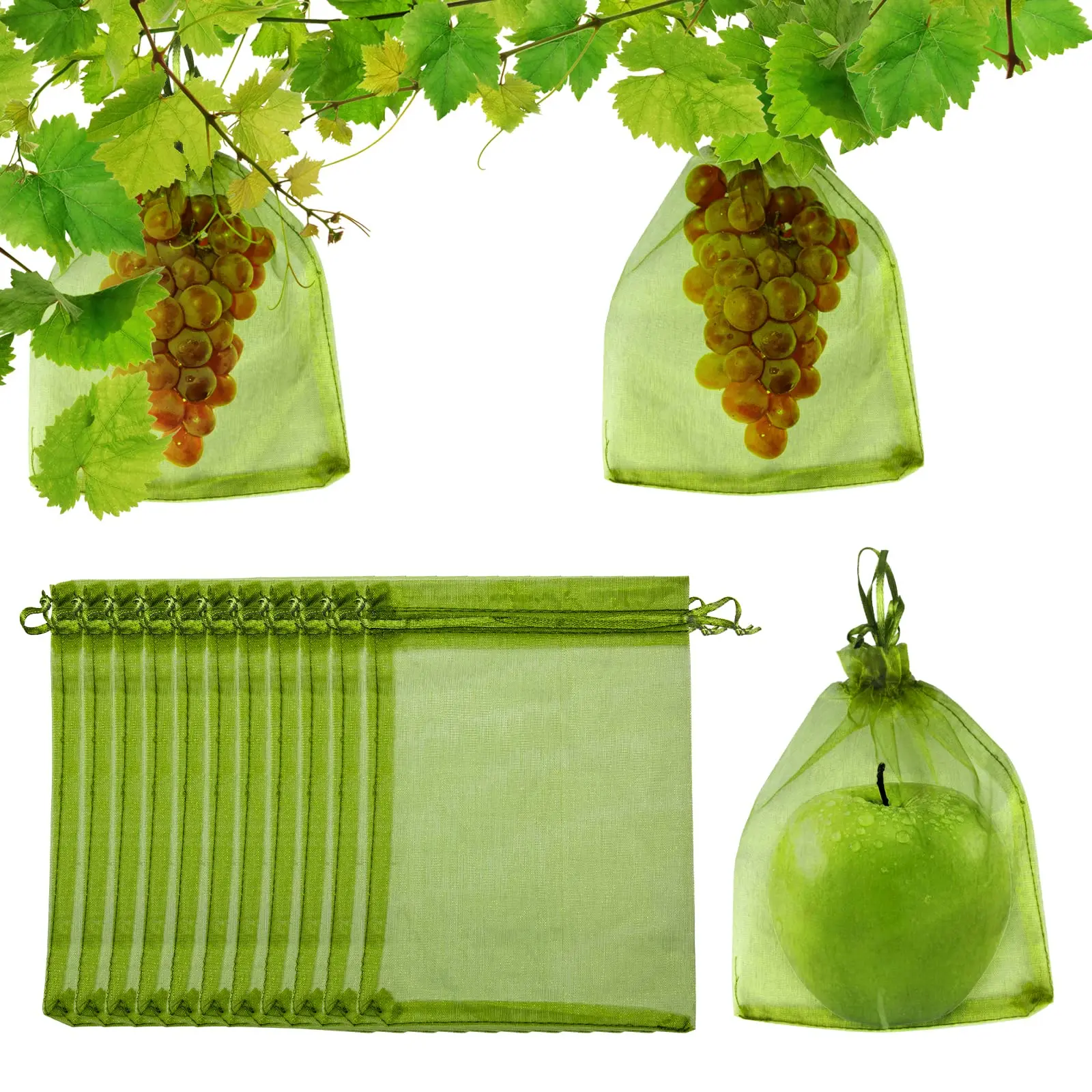 Description Picture 4 of item10-100pcs Plant Protection Bags Fruit Grow Bags Netting Mesh for Vegetable Strawberry Grapes Pest Control Anti-Bird Garden Tools