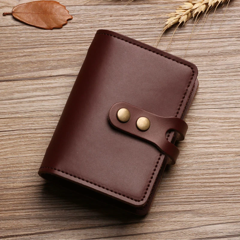 Men's Leather Card Bag Large Capacity Vintage Hasp Anti-theft Bank Credit Card Holder Case Translucent Business Wallet